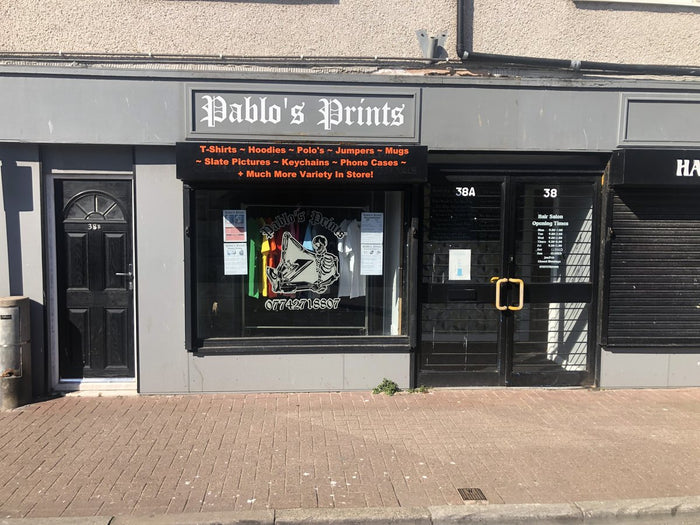 The Pablo's Prints shopfront on the high street