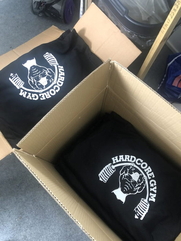 Printed hoodies boxed up