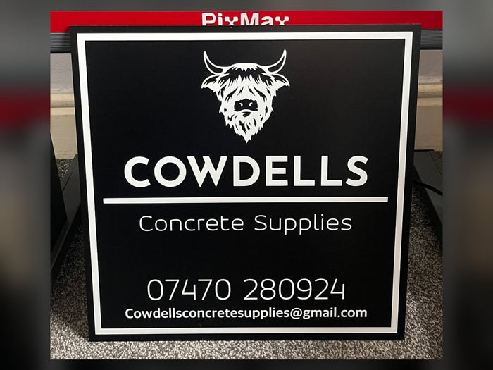 Black and white advertising foam board sign