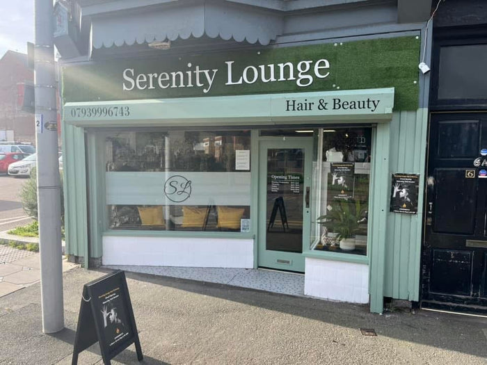 Hair and beauty salon with new shop sign lettering