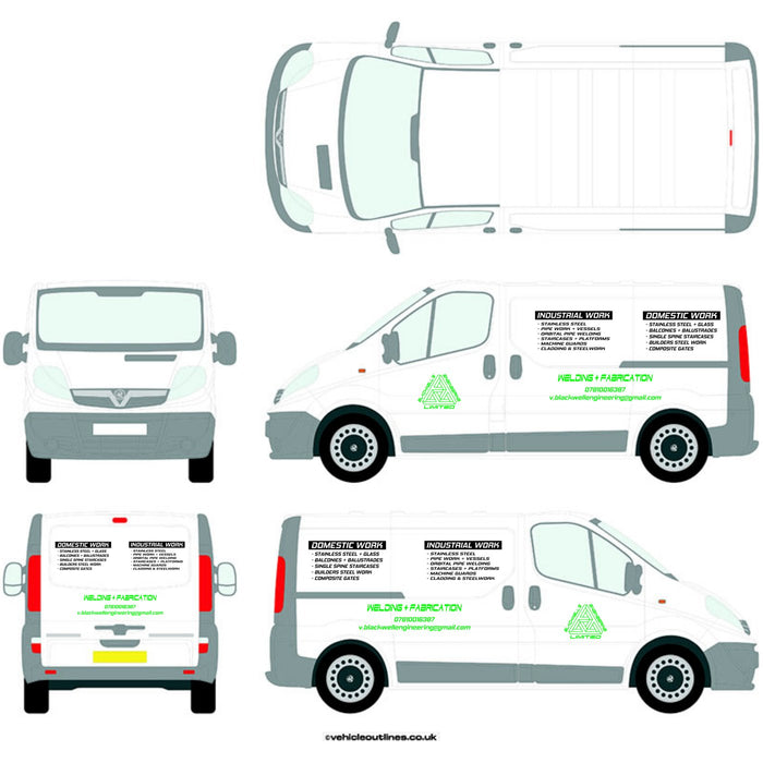Mockup of the van graphics from every side